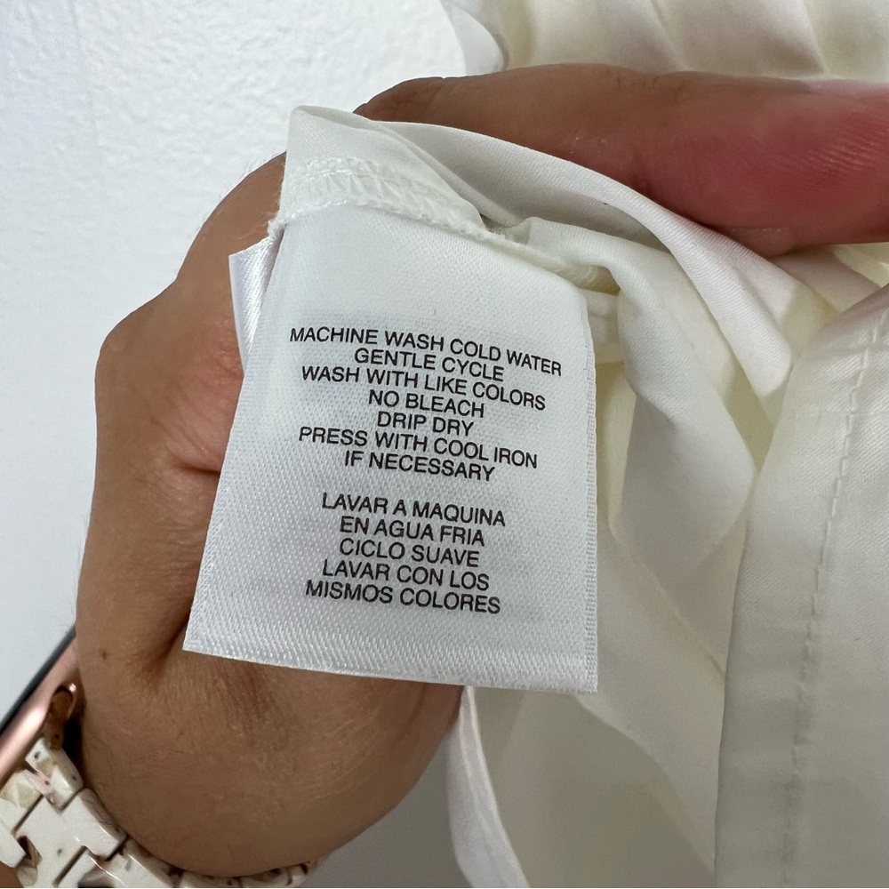 Anne Klein NWT Button Front Blouse Stretch Ivory Professional Office Size 16 - Picture 7 of 8